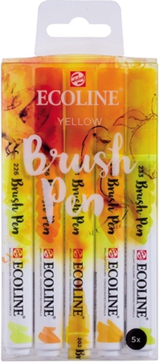 Ecoline brush pen set geel | 5 kleuren