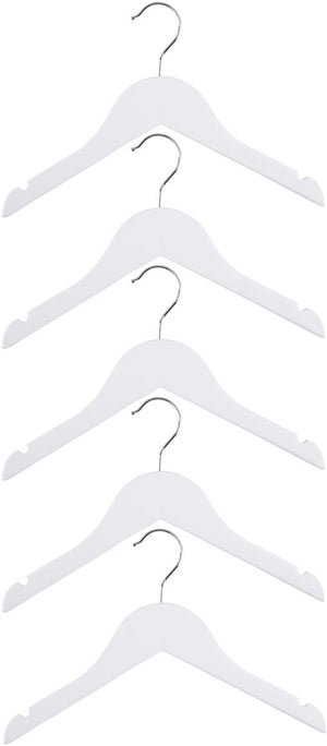 Alpina kledinghangers hout – 5 stuks – houten kleerhangers – kledinghanger set - wit