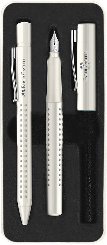 Faber-castell grip 2010 - schrijfset balpen en vulpen - in giftbox - harmony coconut milk - fc-201527