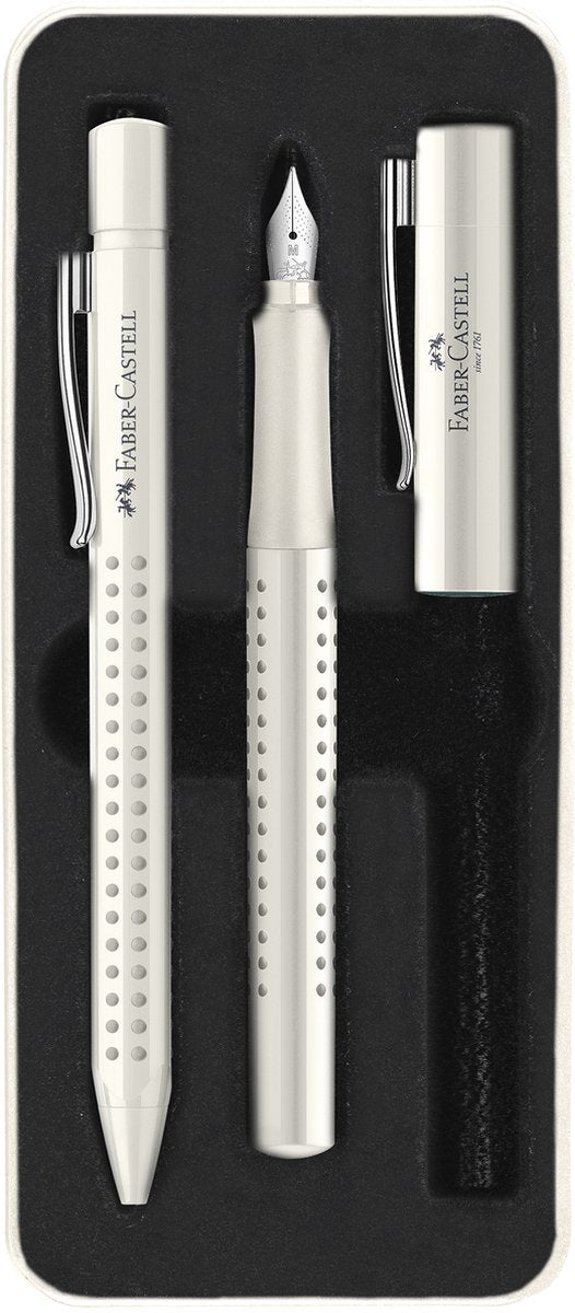 Faber-castell grip 2010 - schrijfset balpen en vulpen - in giftbox - harmony coconut milk - fc-201527