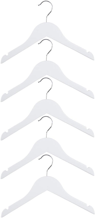 Alpina kledinghangers hout – 5 stuks – houten kleerhangers – kledinghanger set - wit