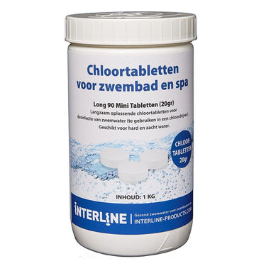 Interline chloortabletten 20gram long-90 verpakt in pot van 1kg