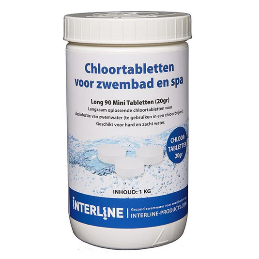 Interline chloortabletten 20gram long-90 verpakt in pot van 1kg