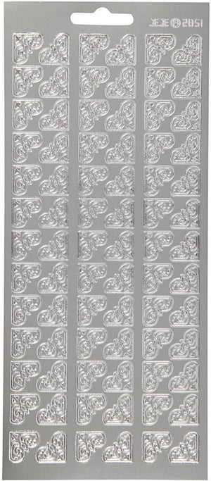 Creativ company stickers zilver - hoeken stickervel - zelfklevende decoratieve stickers - diy kaarten maken scrapbooking versiering - 10x23 cm