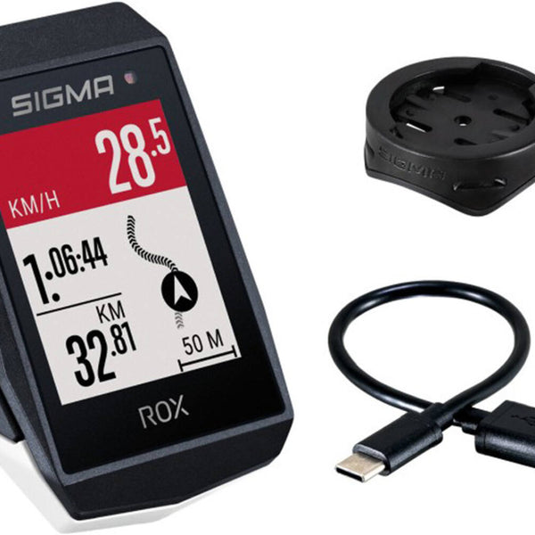 Sigma rox 11.1 evo gps black/white standard handlebar mount + usb-c charging cable