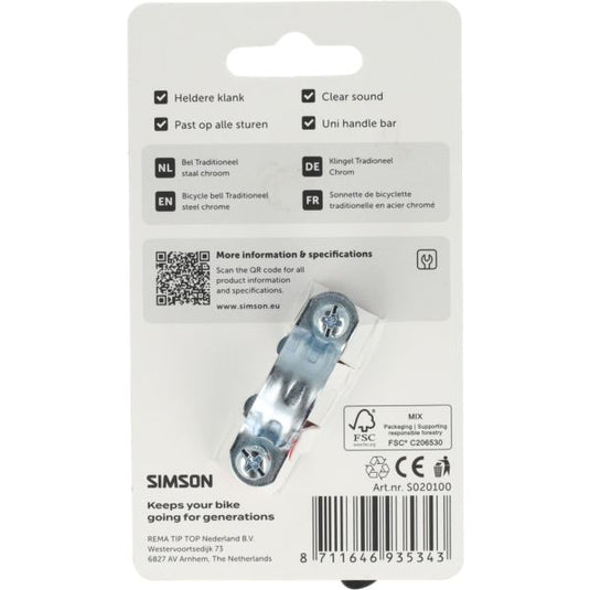 Simson bel traditioneel chroom staal