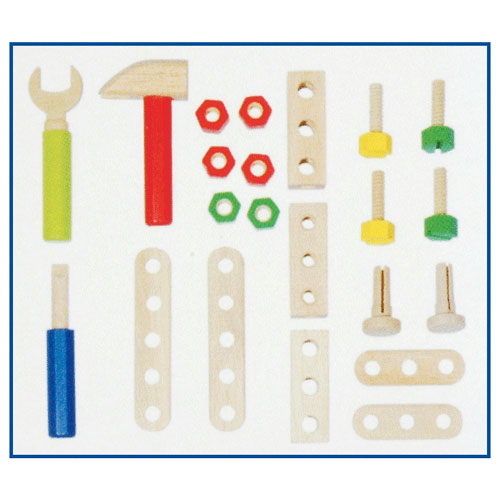 Load image into Gallery viewer, Goki houten werkbankje en gereedschapskist 2in1
