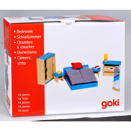 Goki poppenhuismeubeltjes: moderne slaapkamer 14-delig (incl. bedlinnen, excl.