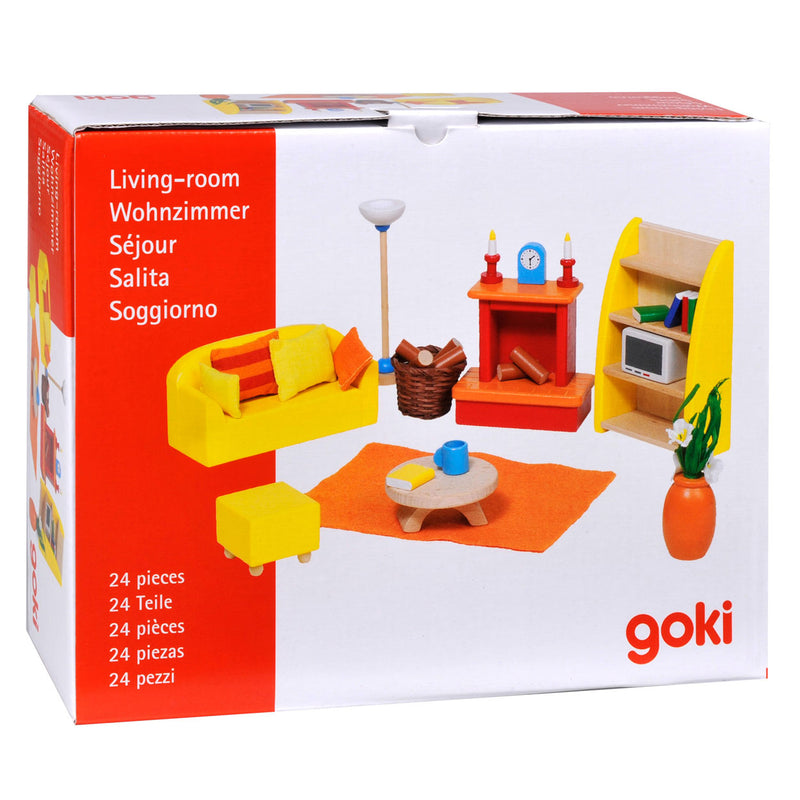 Load image into Gallery viewer, Goki poppenhuismeubeltjes: moderne woonkamer 24-delig (incl. toebehoren, excl.
