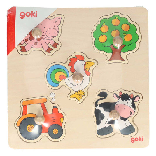 Goki houten noppenpuzzel boerderij
