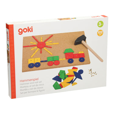 Goki klopspel - hamer- en nagelspel - 21x30cm - 212 delen - 3 jaar
