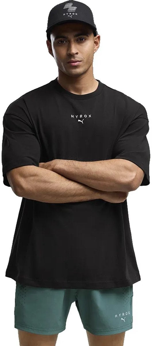 Puma x hyrox lifestyle t-shirt met korte mouwen zwart xl man