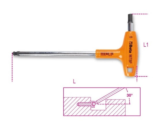 Beta stiftsleutel 96tbp met kogelkop en handgreep 4.0mm