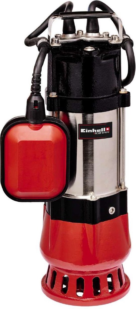 Einhell elektrische vuilwaterpomp gc-dp 5010 g - 500 w - 12000 l u - vuil tot ø10 mm - traploos instelbare vlotterschakelaar - incl. universele slangaansluiting