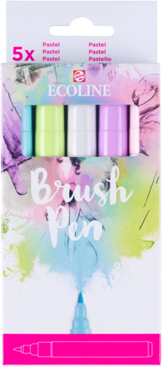 Load image into Gallery viewer, Ecoline brush pen set pastel, 5 kleuren
