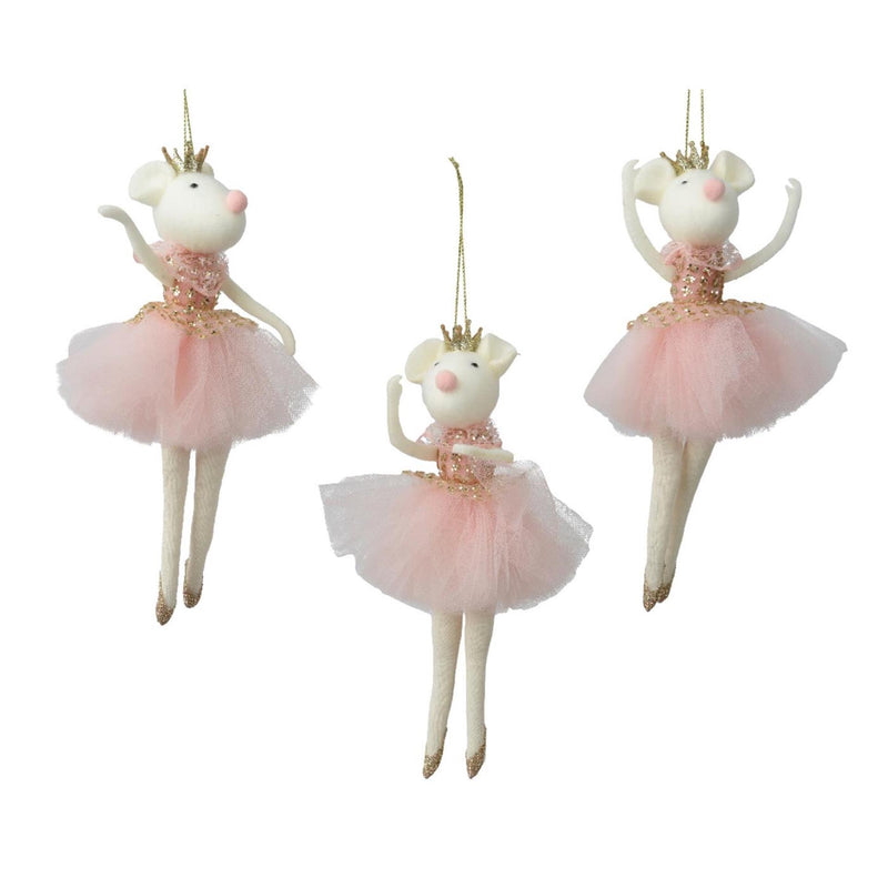 Load image into Gallery viewer, Decoris kersthanger muis polyester 9x4x19,5cm 3 assorti

