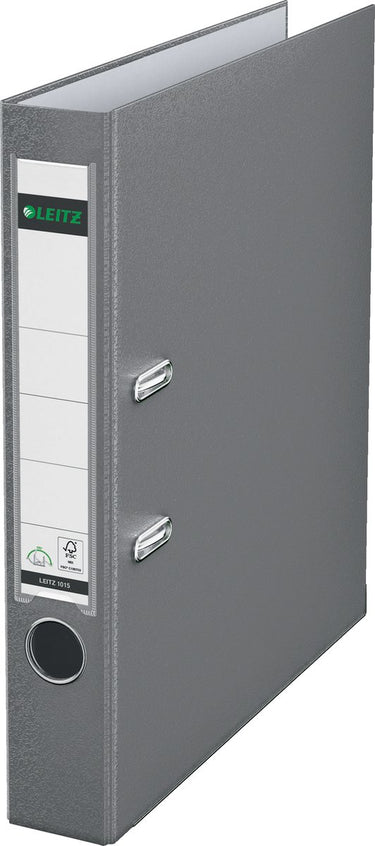 Leitz 180° kunststof ordner - 90% gerecycled karton - 30% pre-consumer gerecycled plastic - rugbreedte van 52 mm - a4 - grijs