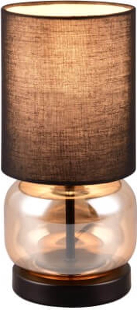 Trio elio - tafellamp - zwart mat - excl. 1x e27 40w - snoerschakelaar - amber glas