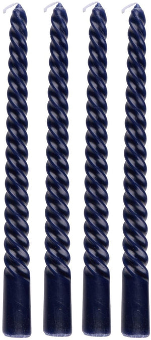 Arti casa gedraaide dinerkaarsen set van 4 - blauwe kaarsen 25 cm met 5 uur brandtijd - twisted dinerkaarsen voor kandelaar en decoratie - ø2 x 25 cm