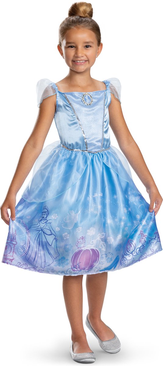 Disguise disney prinses - cinderella, cinderella jurk verhalenboek classic, maat m (7-8 jaar), meisjes