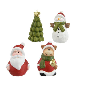Decoris kerstfiguur in tasje terracotta 4x3,2x6,5cm 4 assorti