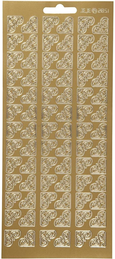 Creativ company stickers goud - hoeken stickervel - zelfklevende foliestickers voor diy kaarten, scrapbooking creatieve versiering - 10x23 cm - 1 vel