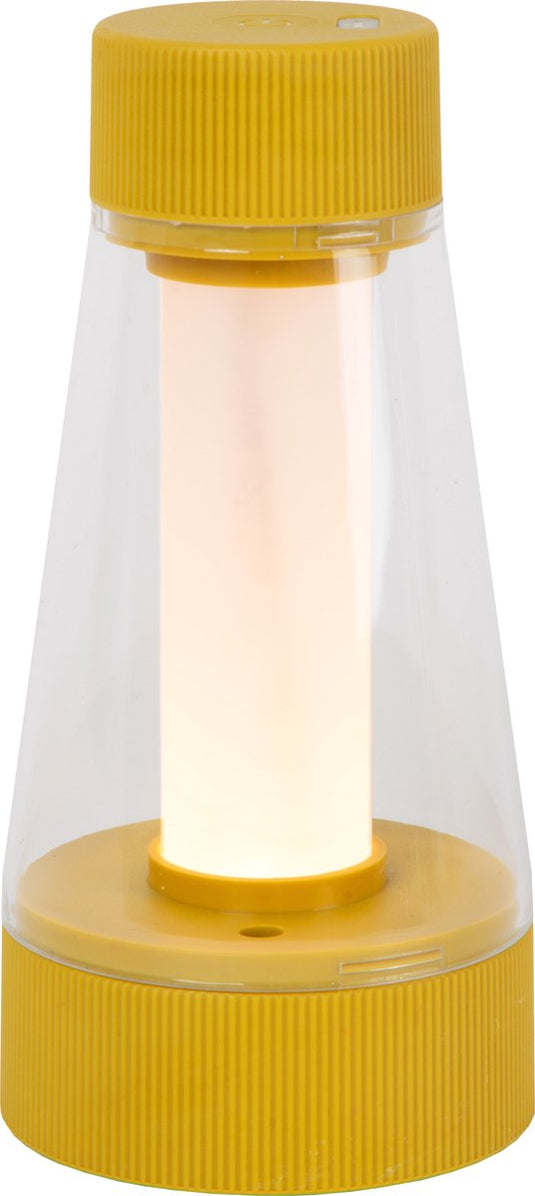 Lucide lorali - oplaadbare tafellamp binnen buiten - accu batterij - ø 7,7 cm - led dimbaar - 1x1,2w 2600k 3000k - ip44 - okergeel