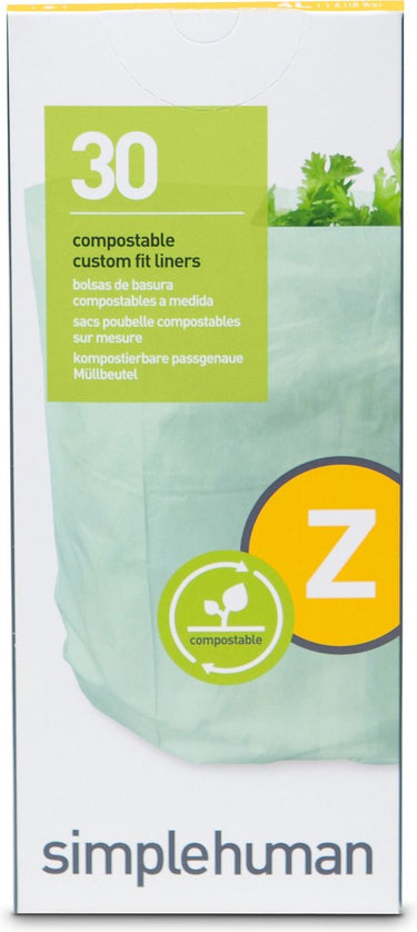Simplehuman code z afvalzakken composteerbaar - 4 liter - 30 stuks - met trekband - groen