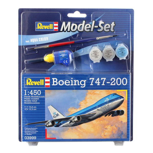 Revell model set - boeing 747-200 schaal 1:450 22dlg. - incl. basiskleuren verf