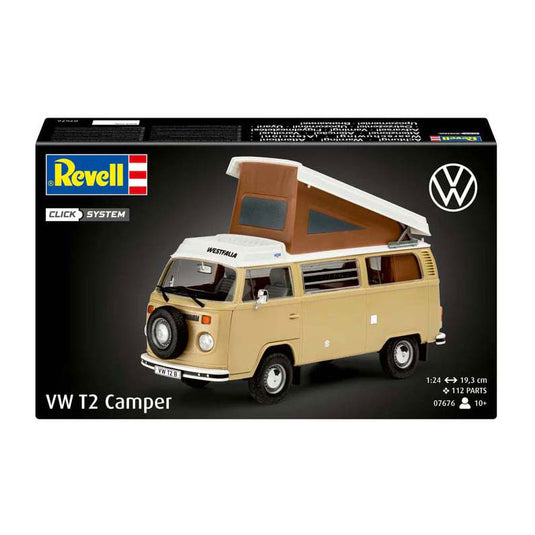 Revell modelbouwpakket auto - 07676 volkswagen vw t2 camper bus - easy click system plastic - 1:24 - modelbouw