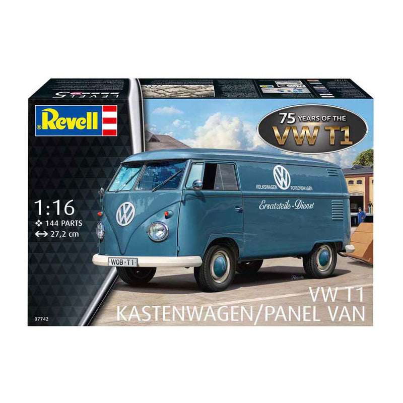 Load image into Gallery viewer, Revell modelbouwpakket - vw t1 panel van - 75 years vw t1 1:16 - 144dlg.
