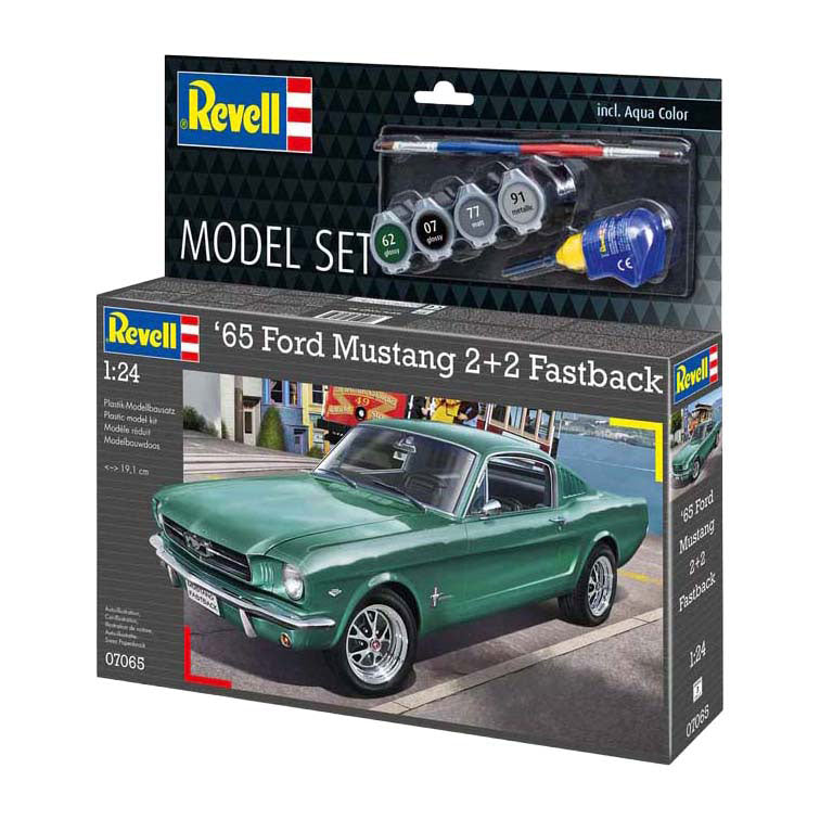 Load image into Gallery viewer, Revell modelbouwpakket - 1965 ford mustang 2+2 fastback 1:24 - 82dlg. - incl. basiskleuren verf
