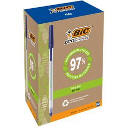 Balpen bic round stic ecolutions 0,4 mm recycled blauw