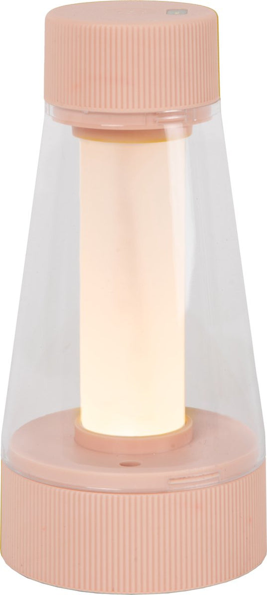 Lucide lorali - oplaadbare tafellamp binnen buiten - accu batterij - ø 7,7 cm - led dimbaar - 1x1,2w 2600k 3000k - ip44 - roze