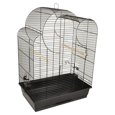 Flamingo vogelkooi – parkietenkooi wammer 1 zwart – 54x34x75 cm – met zitstokken eetbakjes – voor parkieten