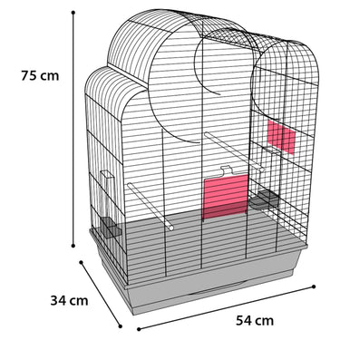 Flamingo vogelkooi – parkietenkooi wammer 1 zwart – 54x34x75 cm – met zitstokken eetbakjes – voor parkieten