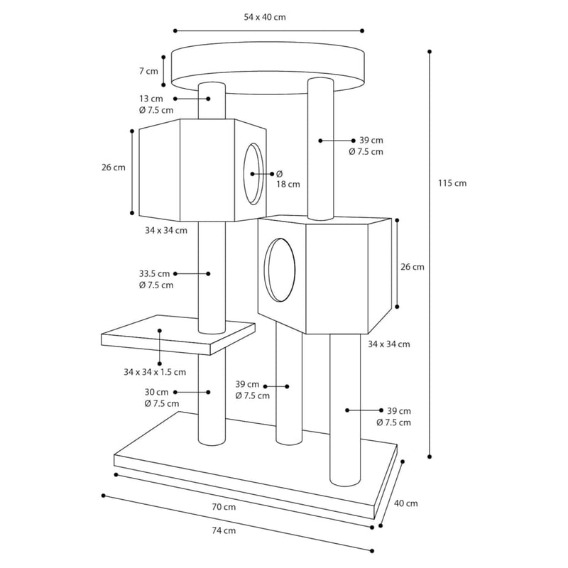 Load image into Gallery viewer, FLAMINGO FLAMINGO Kattenmeubel Kresko 74x40x115 cm grijs
