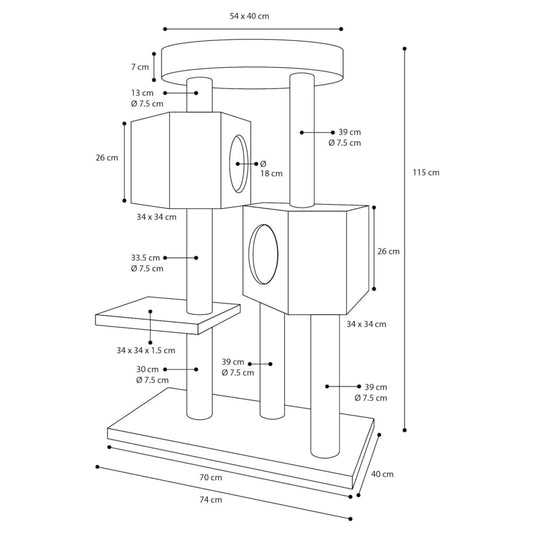 FLAMINGO FLAMINGO Kattenmeubel Kresko 74x40x115 cm grijs
