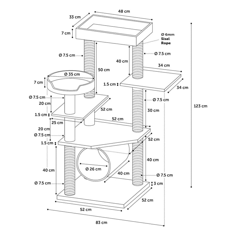 Load image into Gallery viewer, Flamingo kattenmeubel granda 83x73x123 cm grijs

