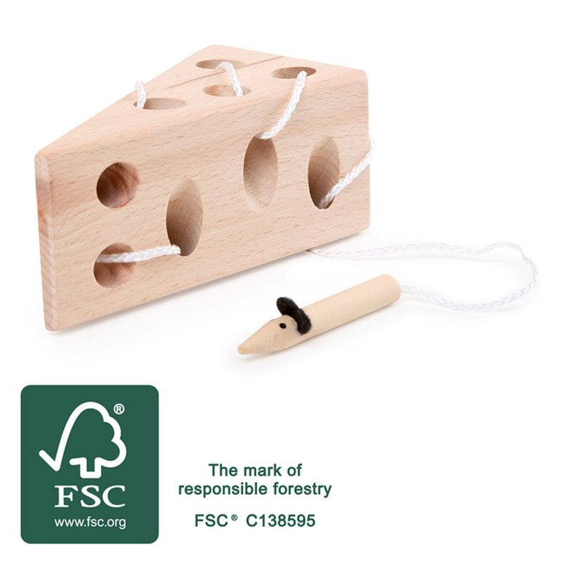 Load image into Gallery viewer, Small foot - kaas en muis houten rijgspel
