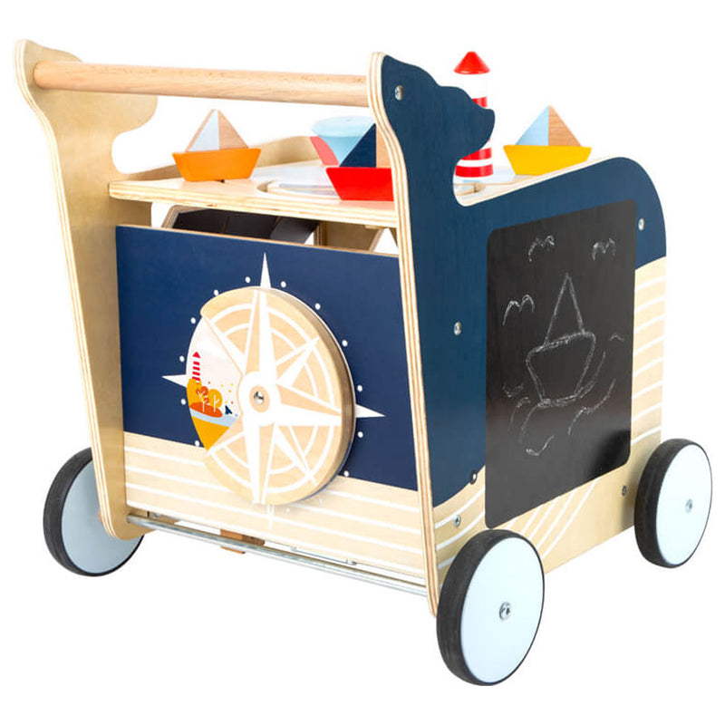 Load image into Gallery viewer, Small foot - houten activiteiten loopwagen walvis
