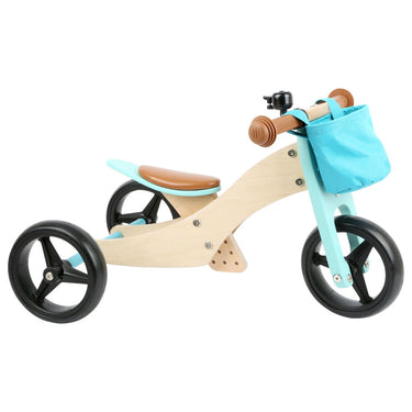 Small foot - houten driewieler en loopfiets 2in1 turquoise
