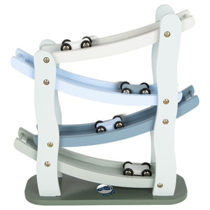 Small foot - houten autobaan blauw met 4 auto's