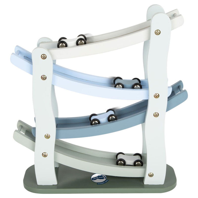 Load image into Gallery viewer, Small foot - houten autobaan blauw met 4 auto's
