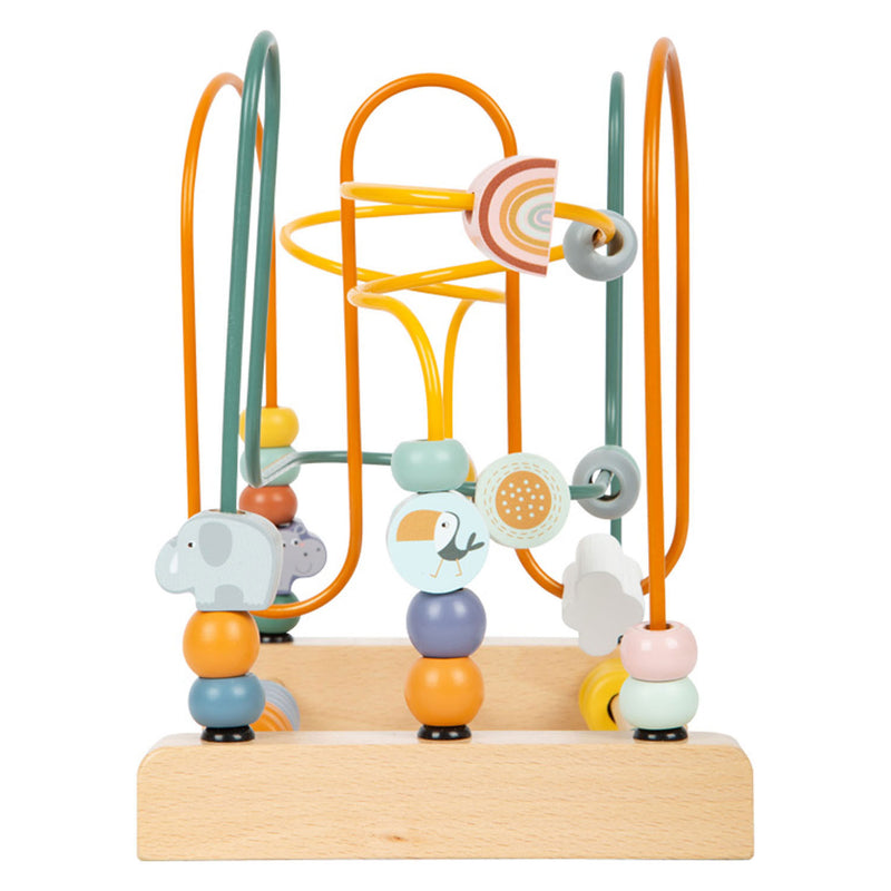 Load image into Gallery viewer, Small foot - houten motoriekspiraal safari met kralen
