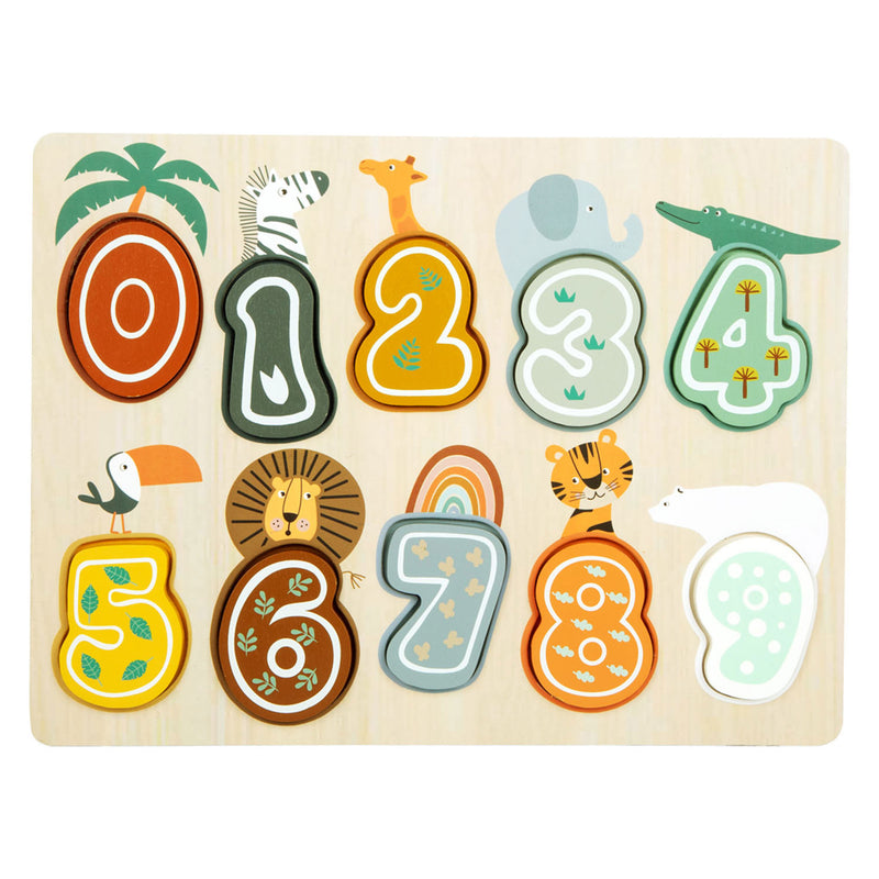 Load image into Gallery viewer, Small foot - houten cijfer puzzel safari
