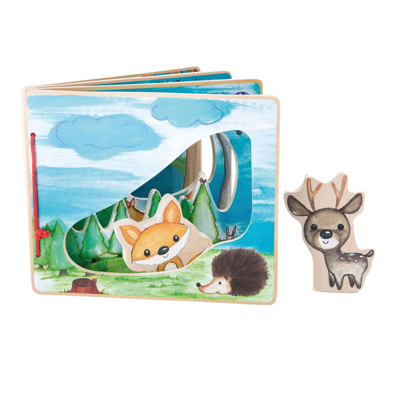 Load image into Gallery viewer, Small Foot Houten Prentenboek Bos met 2 Speelfiguren
