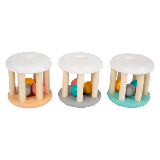 Small foot - houten baby ratel pastel, 3st.