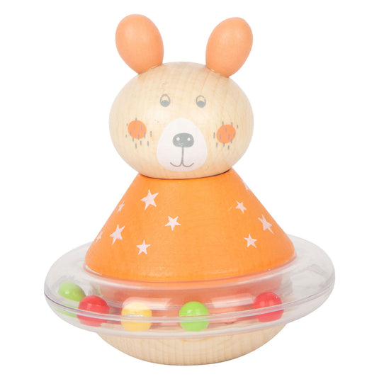 Small foot - houten tuimelaar rammelaar beer, per stuk