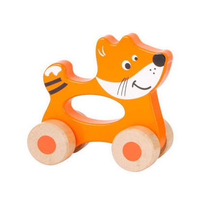 Load image into Gallery viewer, Small foot - houten duwfiguur dier op wielen
